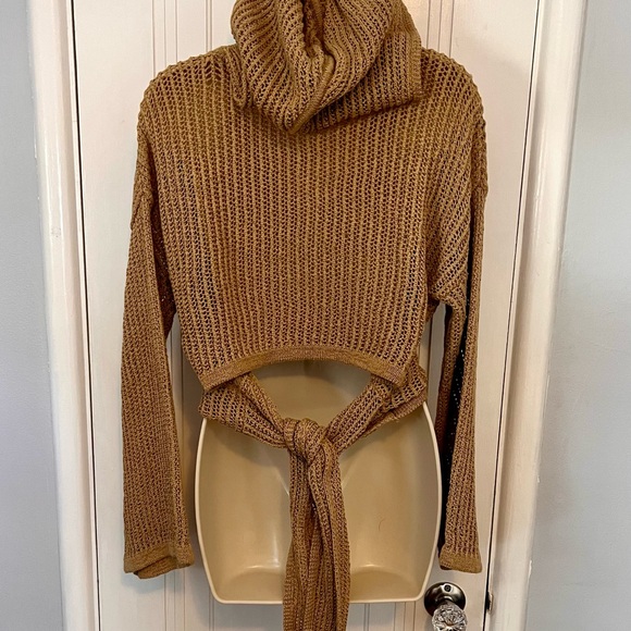 cult gaia hooded sweater. Woven cotton, ties in back. Lightly worn. - Picture 2 of 5